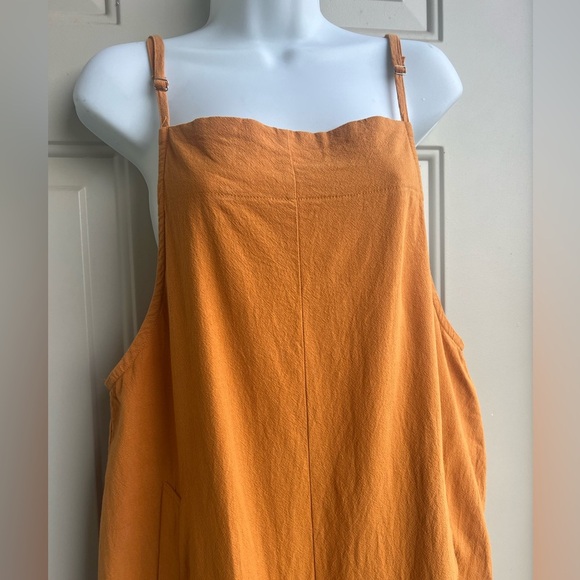 Minimalist Boho Jumpsuit Wide Leg Relaxed Fit Size M, Muted Orange Boho Overalls - Picture 5 of 8